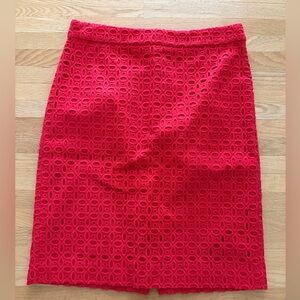 J. Crew Vibrant Red Lace Pencil Skirt